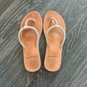 By James leather and suede flip flops